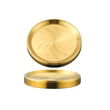 Imagem de Prato duplo com sobreposição de aço inoxidável para acompanhamentos requintados - ouro 26 cm