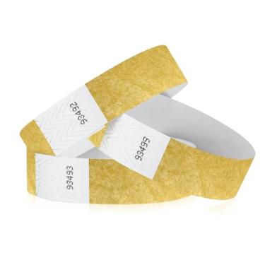 Imagem de Pulseiras Tyvek de ouro 300 Wristco para eventos - Pulseiras de papel confortáveis resistentes a rasgos, pulseiras de identificação para shows, festivais, identificação de festa de admissão