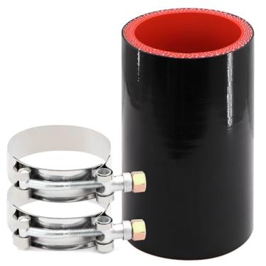 Imagem de Mangueira de acoplador de silicone reforçada de 5 camadas de comprimento reto de 10 cm ID 5 polegadas com 2 grampos de parafuso T, espessura de parede 6 mm tubo turbo de alto nível adequado