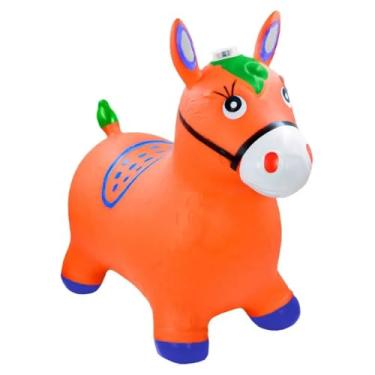 Imagem de Cavalinho Upa Upa Grande Pula Pula Musical – Brinquedo Inflável de Borracha Resistente, Estimula Coordenação Motora, Diversão Infantil – Cor Laranja
