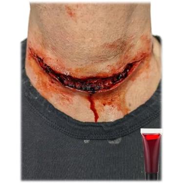 Imagem de Libima Cicatrizes de Halloween Prótese de Halloween Látex Falso Feridas Acessórios de Fantasia Látex Prótese com Sangue Falso Realista, Cor nua, elastic