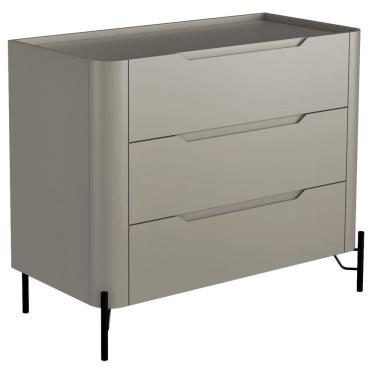 Imagem de Cômoda Para Quarto Closet Orgânica 3 Gavetas Pés Industrial Preto Bliss I03 Grigio - Lyam Decor