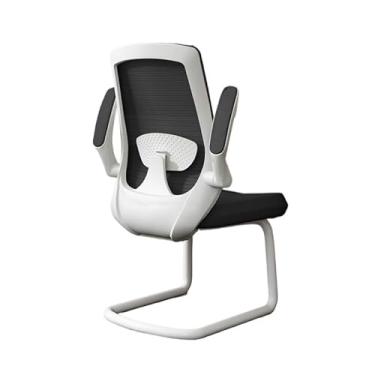 Imagem de Cadeira de escritório executiva com apoios de braço ajustáveis e base de trenó de metal, cadeira de mesa de malha com encosto alto para adultos, ajustável (branca)