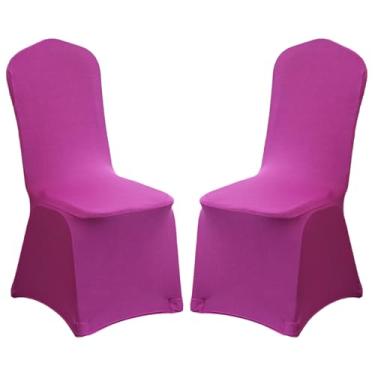 Imagem de Pacote com 2 capas de cadeira dobráveis de elastano elástico, capas removíveis para cadeiras, protetores universais, com bolso elástico para os pés, para festa de casamento, banquete, celebração