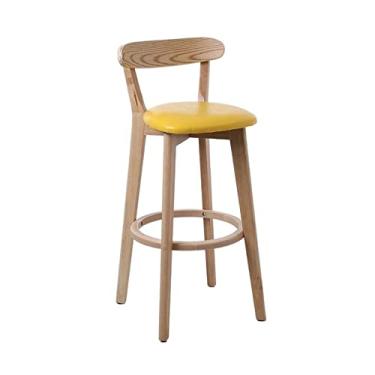 Imagem de GRFIT Cadeira de bar requintada cadeira de bar de madeira moderna simples banco alto encosto cadeira de mesa restaurante ilha banco ajustável bancos de bar (cor: G)