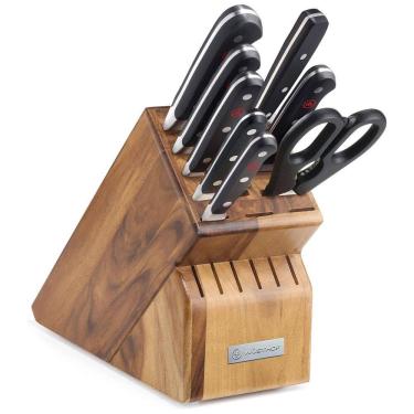 Imagem de Conjunto de Facas em Aço Inoxidável com Afiador Embutido e Bloco de Bancada 9 Peças, WSTHOF 1090170911, Preto