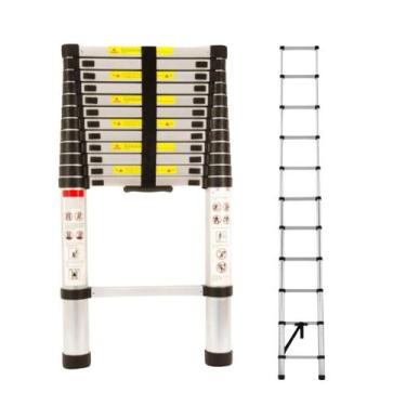 Imagem de Escada De Alumínio Retrátil Resistente Telescópica 3,8m Cor Prateado R
