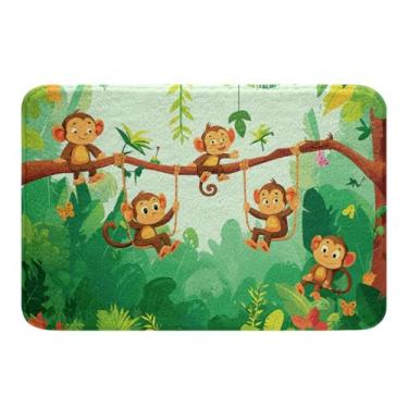 Imagem de Feelyou Tapetes de Banho Macaco para Banheiro Antiderrapante Absorvente Tapetes de Banheiro Crianças Mulheres Homens Bonitos Zoo Animal Macacos Tapetes de Banheiro Tapete de Área para Cozinha Quarto Sala de Estar Lavanderia Capacho de Entrada