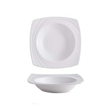 Imagem de Prato de serviço prato quadrado de sopa de lado largo, macarrão de cerâmica, prato de servir salada, prato de jantar personalizado para uso em restaurante e família, cores sortidas. Pratos (cor