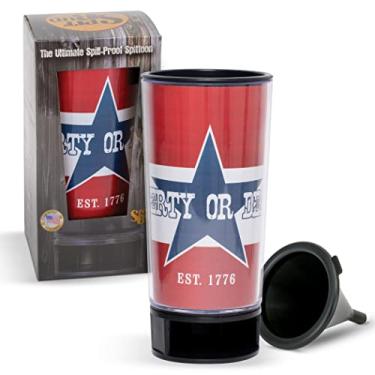 Imagem de Liberty or Death #2 da Spit Bud - O melhor cuspidor para mastigar - Copo portátil para molho e rapé com tampa, aba pop, funil à prova de derramamento, cortador de lata e suporte - cabe em porta-copos