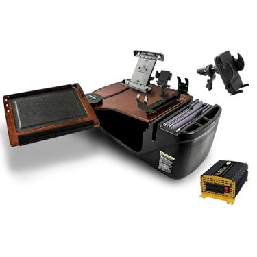 Imagem de AutoExec AE-RDFS-PI-PS-PM-TAB-VC-21M Mesa de alcance para carro e estação de trabalho portátil com inversor de potência de 400 watts, suporte de impressora, suporte para telefone, suporte para tablet