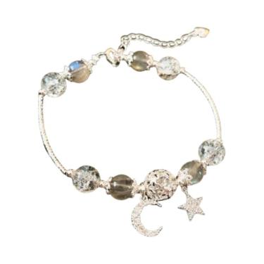 Imagem de Gently Break Ice Pulseira Casual Cristal Pedra da Lua Pulseira Pulseira Pentagrama Pulseira, Large, Liga de aço, Sem Pedra Preciosa