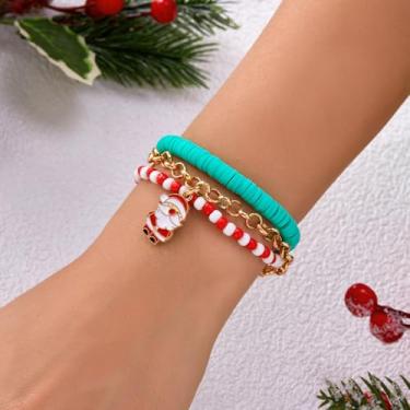 Imagem de Pulseiras de Natal para mulheres, berloques, miçangas, presentes de Natal, decorações de árvores, conjunto de berloques festivos