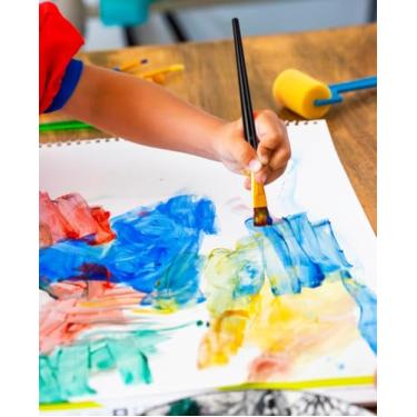 Imagem de Conjunto de pincéis de tinta com 50 peças de nylon para cabelos pequenos, pincéis planos para pintura acrílica, pintura a óleo, aquarela, unhas, artista, rosto, artesanato, kits, preto