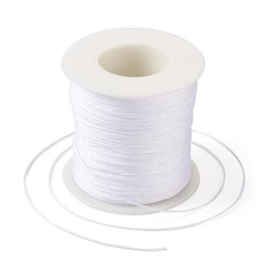 Imagem de 109 jardas 0,8 mm cordão de contas de nylon chinês cordão trançado de macramê trançado fio de contas para pulseiras da amizade, joias, artesanato, suprimentos branco