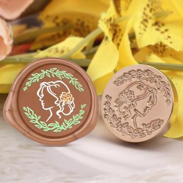 Imagem de Carimbo de selo de cera Blushed Bride em cobre, vintage, destacável, carimbos de latão e cabo de madeira, cartão de convite de carta de cabeça, pacote de presente de casamento, férias