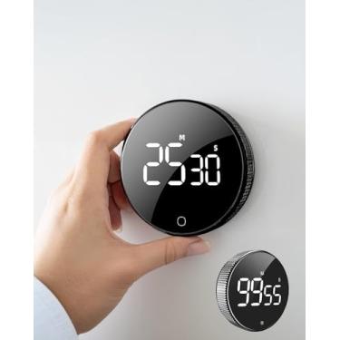 Imagem de 1 temporizador magnético giratório para cozinha – temporizador digital de contagem regressiva com tela grande para cozinhar, faculdade, assar e sala de aula (2,95 polegadas)