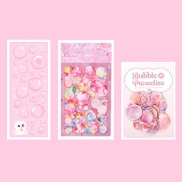 Imagem de Adesivos rosa colforful bolha vários estilos tamanhos adesivos autoadesivos de bolha transparente decalques à prova d'água para photocard scrapbooking, diário, presente, faça você mesmo, cartões de