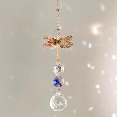 Imagem de Apanhador de sol de cristal para janelas – apanhadores de sol com prismas libélula enfeite para pendurar no Natal, casamento, jardim, decoração de casa, presente