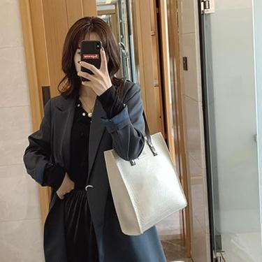 Imagem de Bolsa de couro PU de grande capacidade – Bolsa feminina de mão e ombro, elegante e durável, Branco