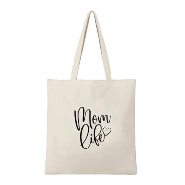 Imagem de Generic Sacola de lona com 2 bolsos internos, capacidade de 340 g, design estético, compatível com bricolage, branca, média, bolsa feminina, adulto