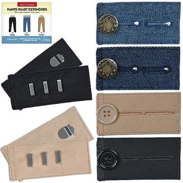 Imagem de Extensor de botão para calças extensores de cintura para homens e mulheres (6 peças de vários estilos) Extensor de botão de jeans ajustável – Calça com gancho de metal preto, expansor de cintura cáqui Wardrobe Hackers