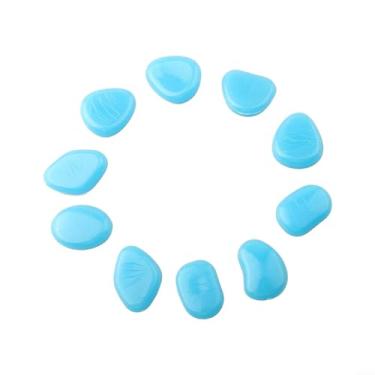 Imagem de 50 peças de seixos luminosos jardinagem aquário paisagismo azul decoração de jardim ao ar livre, ornamentos de gramado