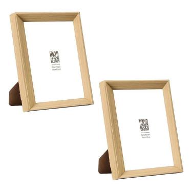 Imagem de 2X 2 Quadros Porta Retratos Tipo Madeira Clara Foto10X15 Cor