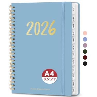 Imagem de Agenda 2026 – Agenda semanal e mensal, janeiro de 2026 a dezembro de 2026, encadernado em espiral, agenda 2026, bolso interno, perfeito para escritório, casa, material escolar – A4 (21,6 cm x 28 cm