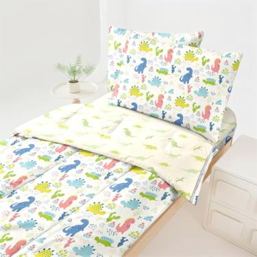 Imagem de Dearller Jogo de cama solteiro com zíper e dinossauro, para meninos, tudo em um com zíper, dinossauro, roupa de cama