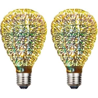 Imagem de Pacote com 2 lâmpadas de fogos de artifício 3D, lâmpada LED E27 AC 85-220V 4W G95 Retro Edison Starry para decoração de Natal (balão de ar quente)