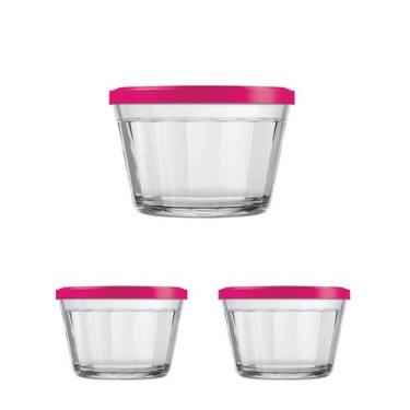 Imagem de 2 Tigela Vidro Americano Tampa Plastica Sortida 150ml Nadir - NADIR FI