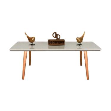 Imagem de Mesa De Centro Retangular Com Vidro 80x50 Off White