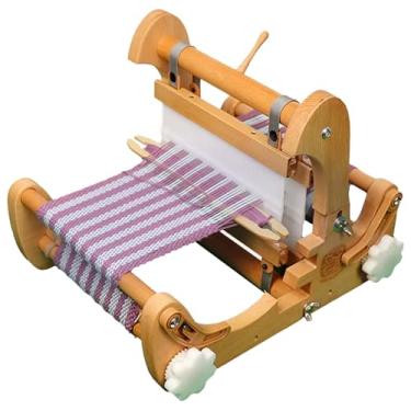 Imagem de JYXYXSCP Máquina de tecelagem manual de mesa, tear de tecelagem multi-artesanato de madeira, máquina de tricô de tecelagem artesanal DIY, largura de tecelagem 20 cm, densidade ajustável