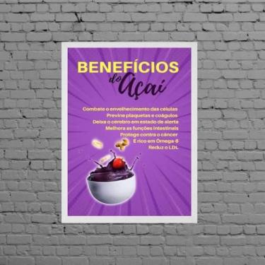 Imagem de Quadro Decorativo Benefícios Do Açaí 33X24Cm Moldura Preta - Quadros O