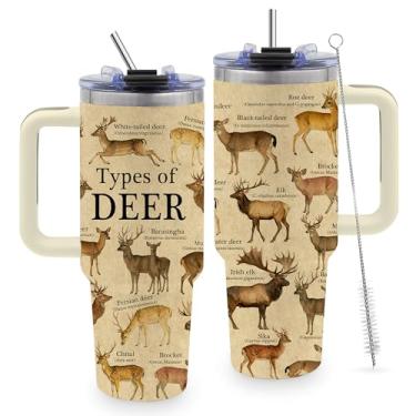 Imagem de TNASURHUS Presentes de veado para homens, pai, avô, marido, namorado, copo de caça com alça para homens, copos isolados de aço inoxidável de 1,134 g, presente para amantes da Anamal para aniversário