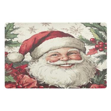 Imagem de SEHANY Tapete de porta de inverno Papai Noel Natal para todos os climas, impermeável, secagem rápida, bem-vindo, tapete de entrada antiderrapante, tapete decorativo de poliéster para entrada, varanda