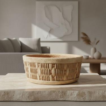 Imagem de Cachepot Vaso De Cimento Redondo Grande 25x25x10 Cm Decoração Jardim