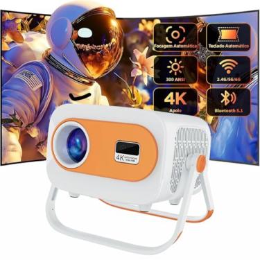 Imagem de Projetor Portátil JY325 Apoiar 4K Ultra HD 300 ANSI Lumens Android 13 Wi-Fi 6 36 Idiomas Ajuste Automático e Kit Completo para Cinema em Casa