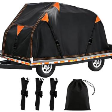 Imagem de QYMOTO Capa para quadriciclo trailerable, capa grossa 900D resistente para trailer 4 rodas para Polaris Sportsman 570, Can-Am Outlander, CFMOTO Cforce 600 Capa de quadriciclo resistente ao vento de