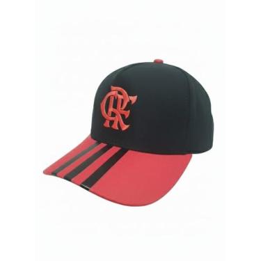 Imagem de Boné Flamengo Preto Aba Vermelha  Acabamento Premium  Ajustável com Fi