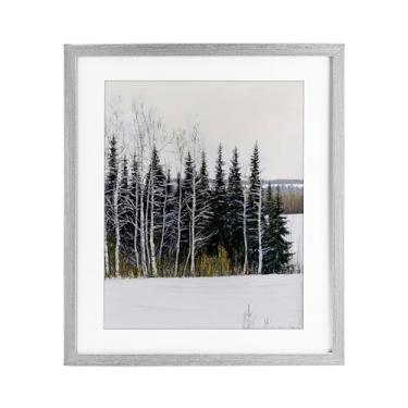 Imagem de Stupell Industries "Winter Landscape Grove", impressão emoldurada sob vidro, cinza, 13 x 16