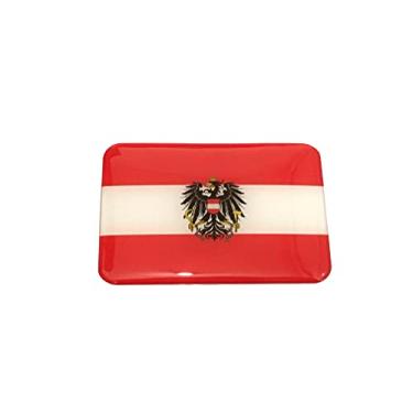 Imagem de Adesivo resinado da bandeira da Áustria com brasão 5x3 cm