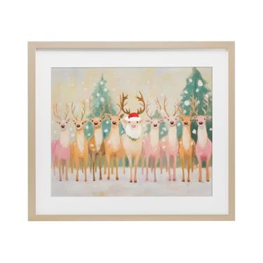 Imagem de Stupell Industries "Rena do Papai Noel pastel", impressão emoldurada sob vidro, marrom, 40 x 33