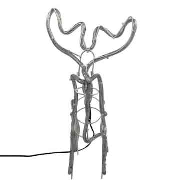 Imagem de Rena de LED Natalina com 112 Lâmpadas, Luz Branca Fria, Metal e Plástico, 45x46x13cm, 220V, Decoração de Natal