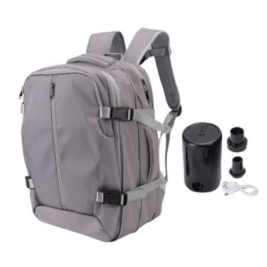 Imagem de Jiawu Mochila de Compressão, Mochila de Viagem de Compressão a Vácuo, 55L Vacpack Expansível Com Porta de Carregamento USB e Bomba, Impermeabilização, Carregando Bagagem de Mala (Cinza)