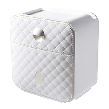 Imagem de Dispenser de Papel Toalha em Parede Sem Perfuração Suporte Higiênico Núcleo com Prateleira Armazenamento Gaveta Saída Se