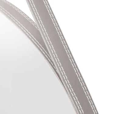 Imagem de Kit 2 Espelhos Redondos Lavabo Quarto Sala Banheiro Alça Em Couro 60cm C/Pino Suporte(Gelo)