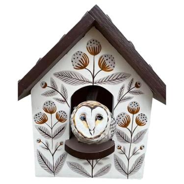 Imagem de Arte cinética caprichosa decoração de parede de casa de pássaro, casa de pássaro de bétula, arte de parede de jardim ao ar livre, decoração de pássaros para casa, dê vida às suas paredes com esta casa