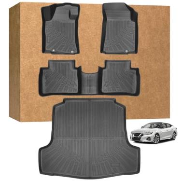 Imagem de Tapetes para Nissan Maxima 2016-2023 (para S/SL/SR/SV/Platinum), TPE resistente, impermeável, antiderrapante, proteção para todos os climas, tapetes de chão e forro de carga